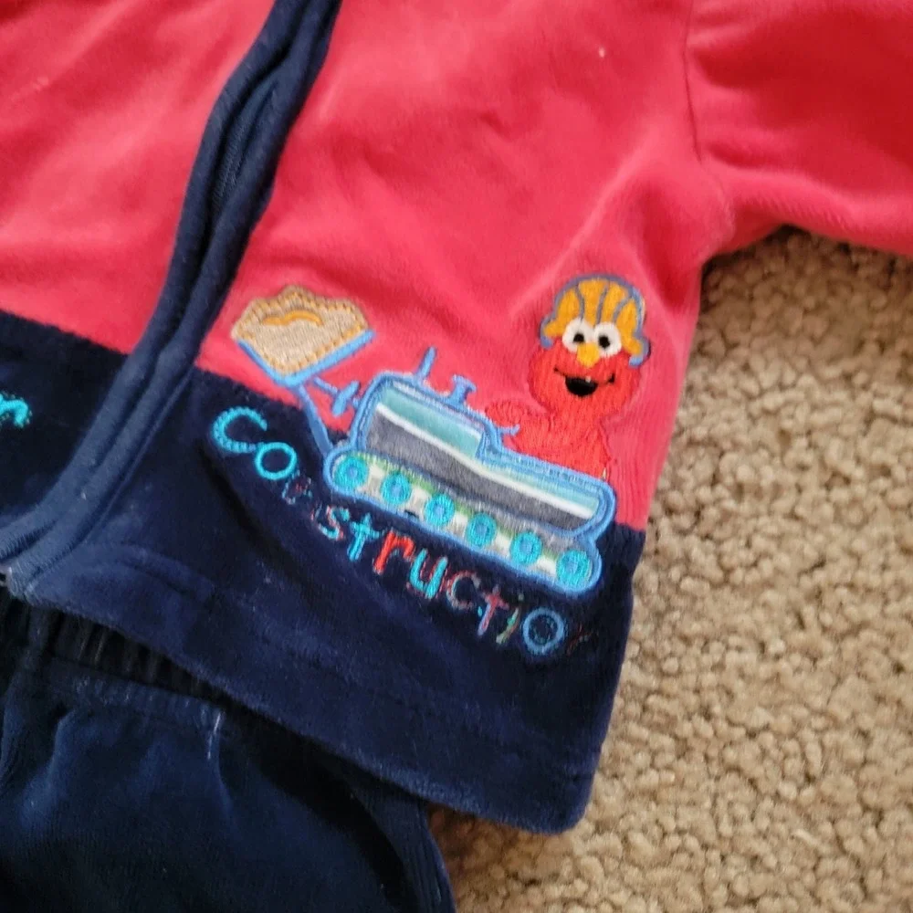 Vintage Sesame Street Elmo Baby Boy Clothes SZ 0-3M Embroidered Outfit